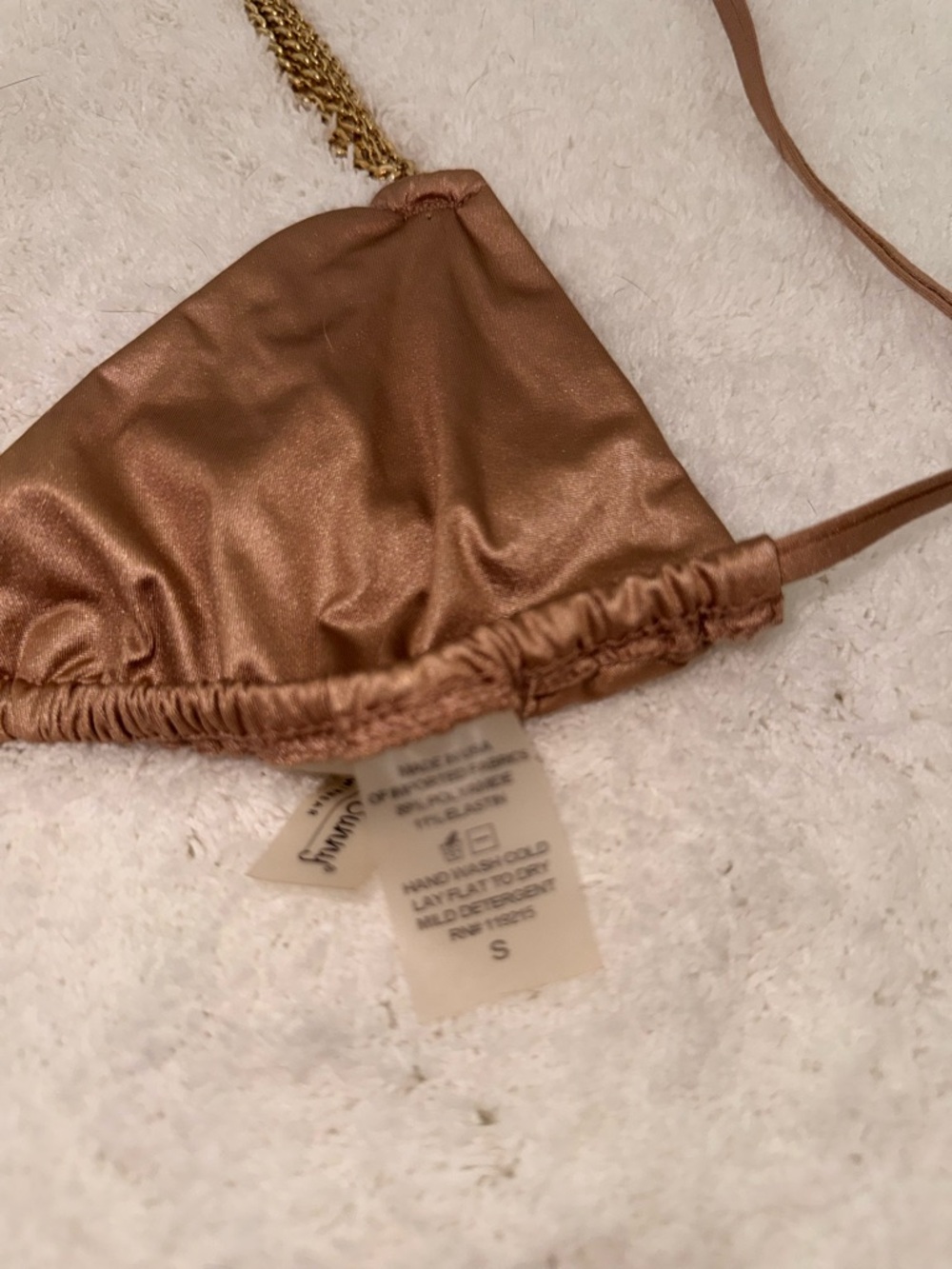 Beach Bunny Metallic Gold Chain-Accented Triangle Bikini Top - Picture 3 of 5